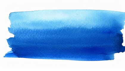 hand painted blue watercolor rectangle for art design on white background