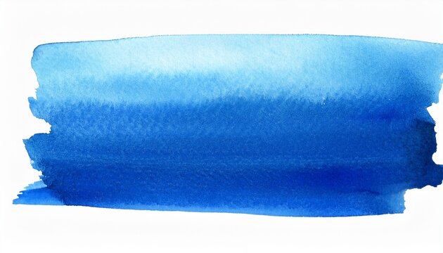 hand painted blue watercolor rectangle for art design on white background