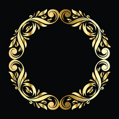 Vector set of decorative elements for design. Elegant line art frames for invitations, greeting cards, scrapbooking. Golden elements on black background

