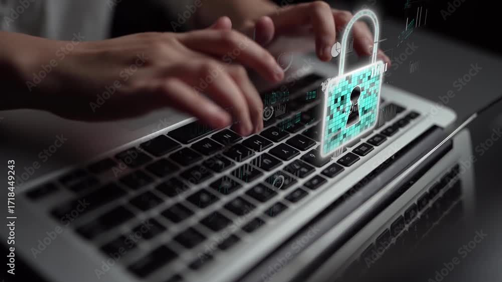 Poster cyber security protection and cyber security strategies against cyber threats, system hacks, digital
