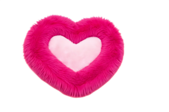 Fluffy pink heart shape isolated on a transparent background