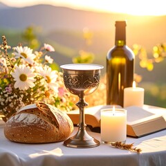 Sacred table setting at sunset