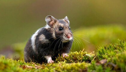 Adorable rodent amidst vibrant moss