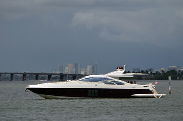 luxury yacht on Biscayne Bay