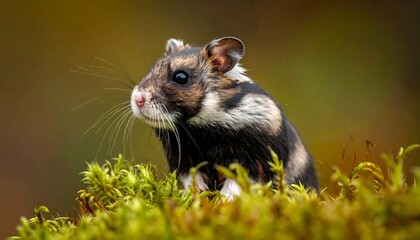 Adorable small rodent amidst vibrant moss