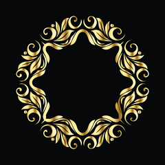 Vector set of decorative elements for design. Elegant line art frames for invitations, greeting cards, scrapbooking. Golden elements on black background
