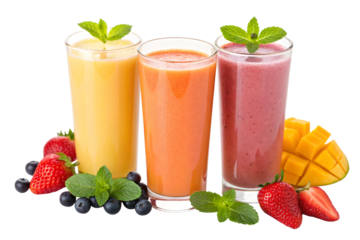Refreshing fruit smoothies perfect for healthy summer lifestyle advertising campaigns and wellness blog posts about healthy eating