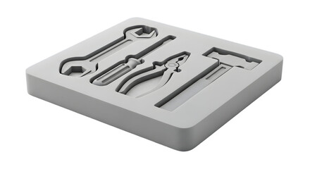 Kotak Perkakas Minimalis Abu abu, Latar Belakang Hitam