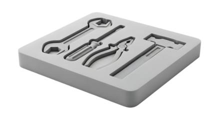 Kotak Perkakas Minimalis Abu abu, Latar Belakang Hitam