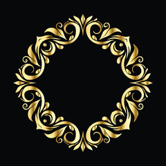 Vector set of decorative elements for design. Elegant line art frames for invitations, greeting cards, scrapbooking. Golden elements on black background
