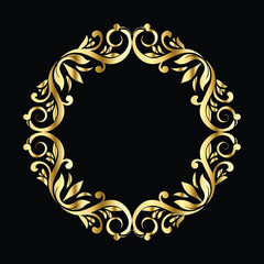 Vector set of decorative elements for design. Elegant line art frames for invitations, greeting cards, scrapbooking. Golden elements on black background
