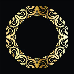 Vector set of decorative elements for design. Elegant line art frames for invitations, greeting cards, scrapbooking. Golden elements on black background
