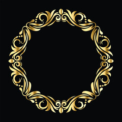 Vector set of decorative elements for design. Elegant line art frames for invitations, greeting cards, scrapbooking. Golden elements on black background
