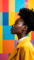 Woman in profile against vibrant colors