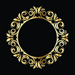 Vector golden frame. Elegant element for design in Eastern style, place for text. Floral golden border. Lace illustration for invitations and greeting cards.