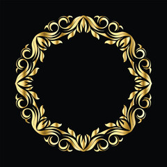 Vector golden frame. Elegant element for design in Eastern style, place for text. Floral golden border. Lace illustration for invitations and greeting cards.
