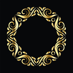 Vector golden frame. Elegant element for design in Eastern style, place for text. Floral golden border. Lace illustration for invitations and greeting cards.