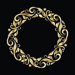 Vector golden frame. Elegant element for design in Eastern style, place for text. Floral golden border. Lace illustration for invitations and greeting cards.