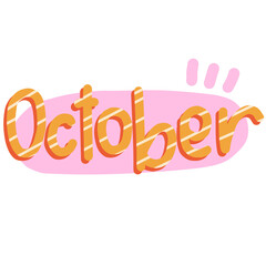 Playful October Text Sticker in Colorful Cartoon Style for Month Schedule