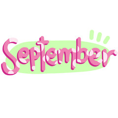 Playful September Text Sticker in Colorful Cartoon Style for Month Schedule