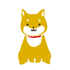 スタンプ風の正面を向いた柴犬のイラスト