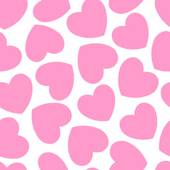 Scattered Pink Hearts Seamless Pattern