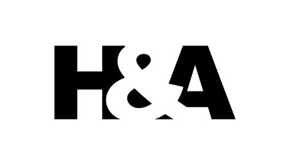 HA logo design in bold style. Black white identity symbol. Modern typography emblem. Corporate branding icon.