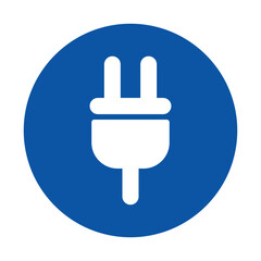 Simple Electric Plug Icon in Blue Circle for Energy Concepts and Design
