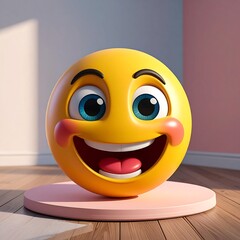 Happy emoticon on a pedestal