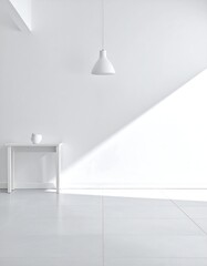 Obraz premium Minimalist white interior with sunlight