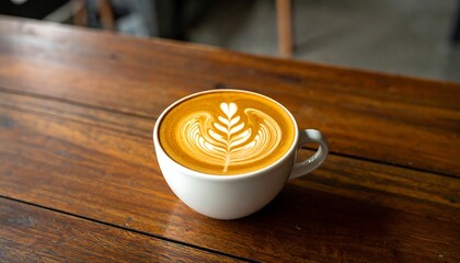 Latte art on a wooden table (1)