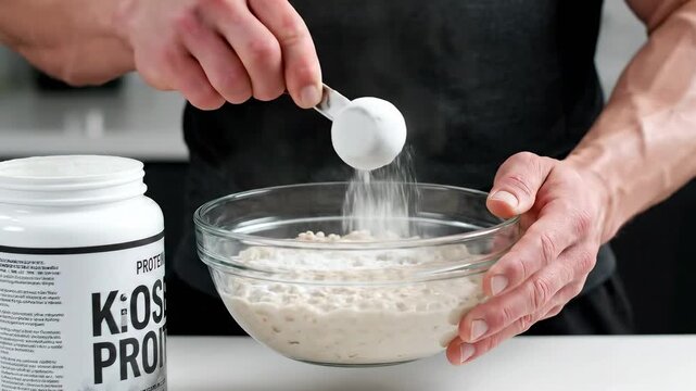 Adding Protein Powder to Oatmeal for a Healthy Breakfast.