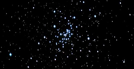 Star cluster against a vast, dark sky