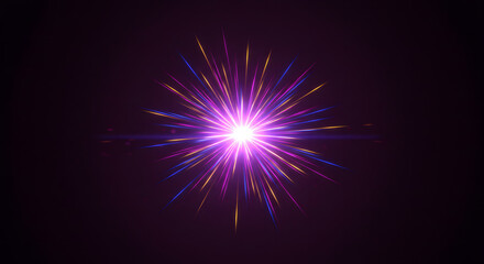 Obraz premium Purple light burst on black background.