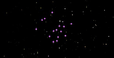 Deep space with a cluster of glowing magenta stars