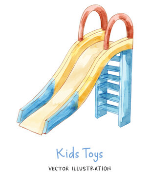 Watercolor Children's Slider Vector.  Playground Slide illustration for children project design. 
