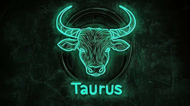 A luminous representation of the Taurus zodiac sign shines with an ethereal glow. Stock Image.
