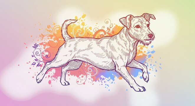 Dog illustration abstract background - Powered by Adobe