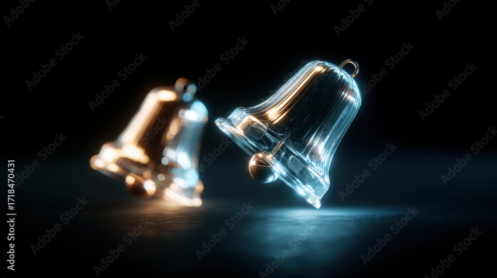 Poster translucent glass bells create captivating visual effect, illuminated by soft light. delicate design