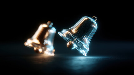 Translucent glass bells create captivating visual effect, illuminated by soft light. delicate design and shimmering surfaces evoke sense of elegance and tranquility