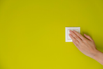 Switching off the light. Saving concept. Copy space.