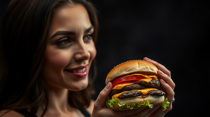 woman with burger