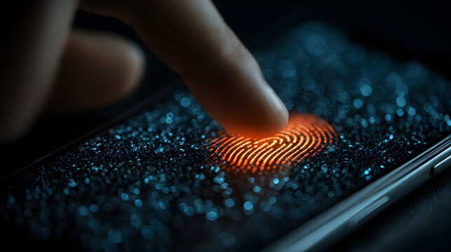 hand touch over a smartphone to activate cybersecurity measures against hacking and phishing - Powered by Adobe