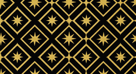 Black and Gold Geometric Batik Pattern