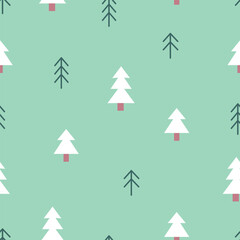 Winter seamless hand drawn pattern with colorful Christmas trees. Scandinavian design style. Vector illustration	
