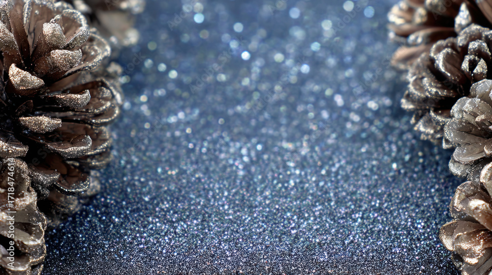 Aufkleber sparkling pine cones surrounded by shimmering glitter create festive and enchanting atmosphere, perf