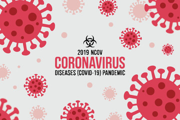 coronavirus outbreak vector illustration 2019 ncov biohazard symbol with red covid 19 virus particles