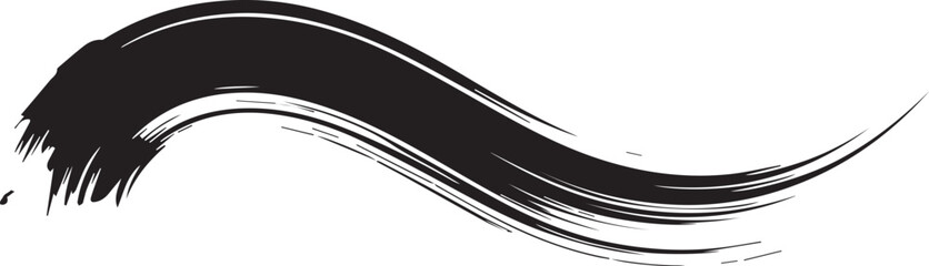black brushstroke ribbon vector design with splatter texture abstract ink wave art background element