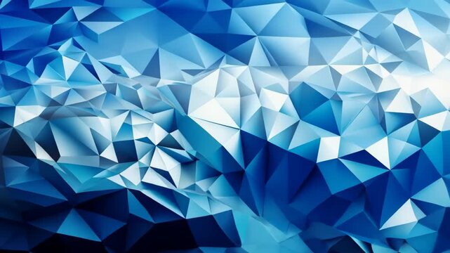 Geometric Blue Gem: An abstract artwork features a mesmerizing arrangement of interlocking triangles and geometric facets in varying shades of blue.