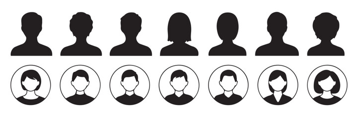 versatile human silhouette pack side profiles and round front avatars editable vector for branding ui and editorial